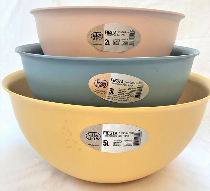 Set de 3 saladiers en plastique alimentaire sans BPA (2L + 3L + 5L)