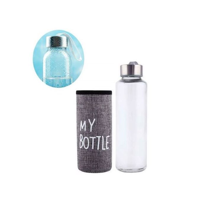 Bouteille d'eau et jus isolé en verre avec pochette MY BOTTLE