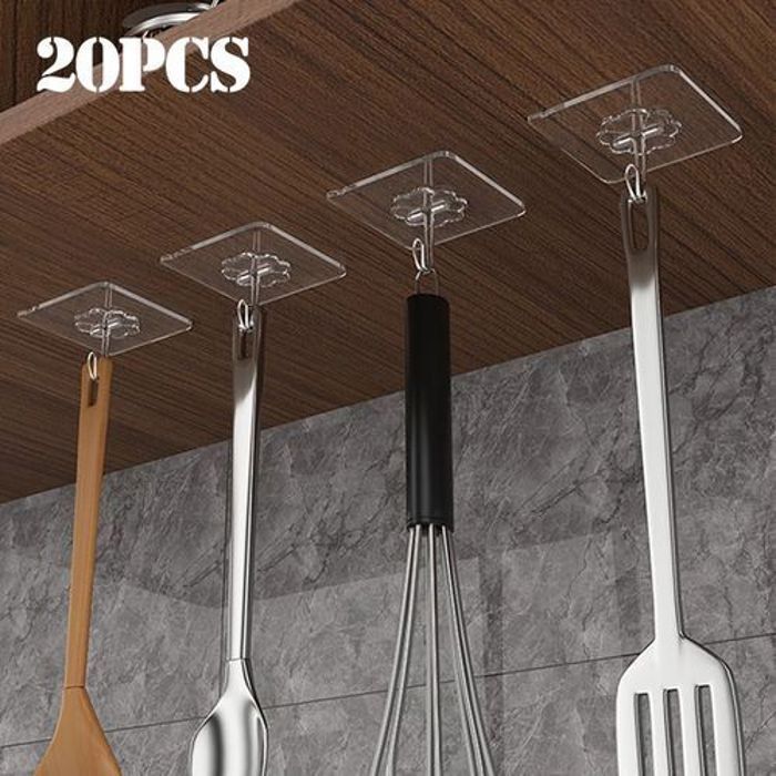 20Pcs Crochets Muraux Adhésifs Imperméables