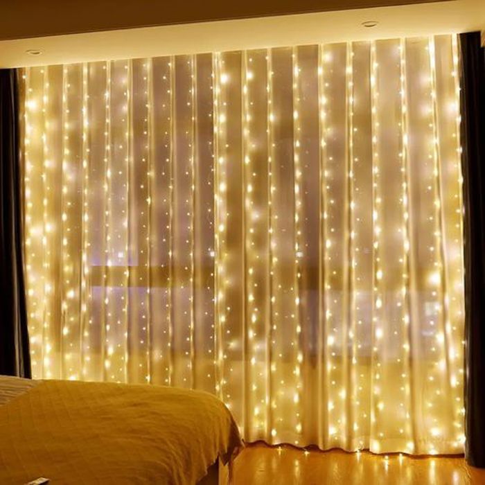 Rideau Lumineux 3M*1M 100 LED, Guirlande LED Minuterie par Télécommande