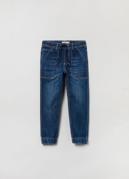 Joggers en denim - Non spécifié - Fuselé - Coton stretch - Cinq poches - Chevilles élastiquées