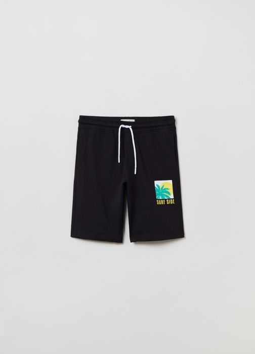Joggers Bermuda - Non spécifié - Imprimé palmier - 100% coton - Coupe loose - Enfant garçon