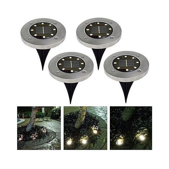 Lot de 4 pcs SOLAIRE 8 LED floor Lampe de sol solaire LED jardin extérieur