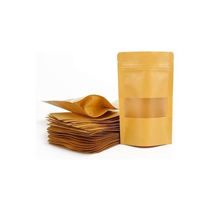 50pcs Papier Kraft Sac Stand Up Zip Lock d'emballage 10x15cm 100g