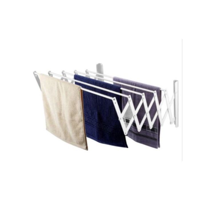 Séchoir linge mural, étendoir mural extensible, 5 tiges de 70cm -(5 metres )