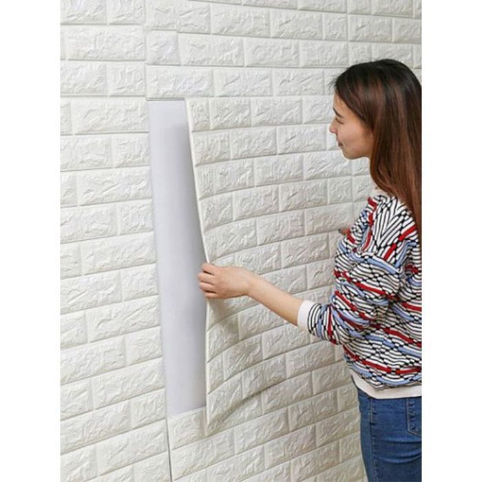 Adhesife Paneaux Mural Anti-humidité Briques size 77x70 Blanc