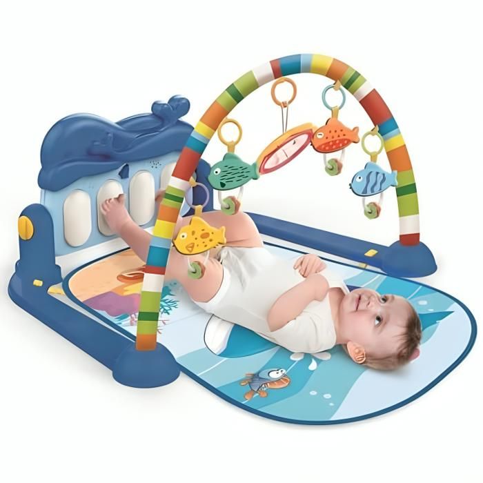 Matelas de fitness pour bébé avec jouets Bleu