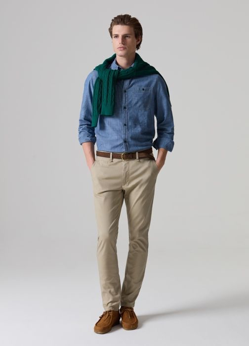 Chinos slim-fit - PIOMBO - Beige - 97% Coton - 3% Élasthanne - Taille 48