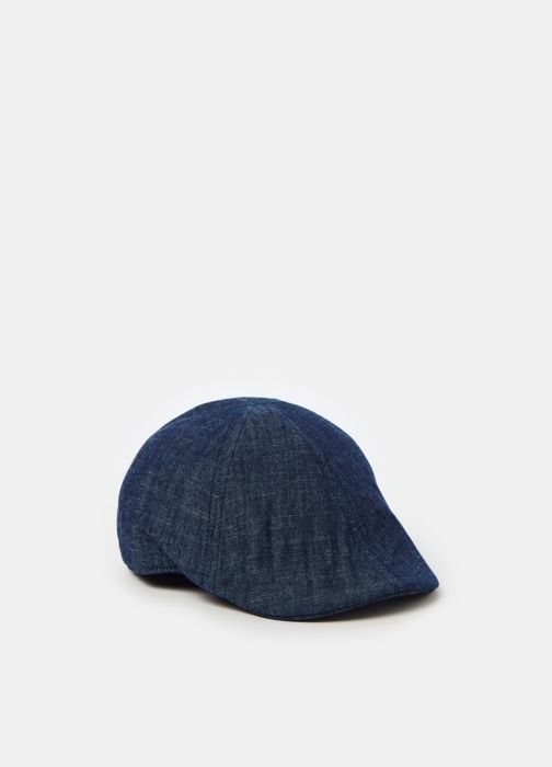 Casquette plate en denim-Bleu Jeans-FASUL