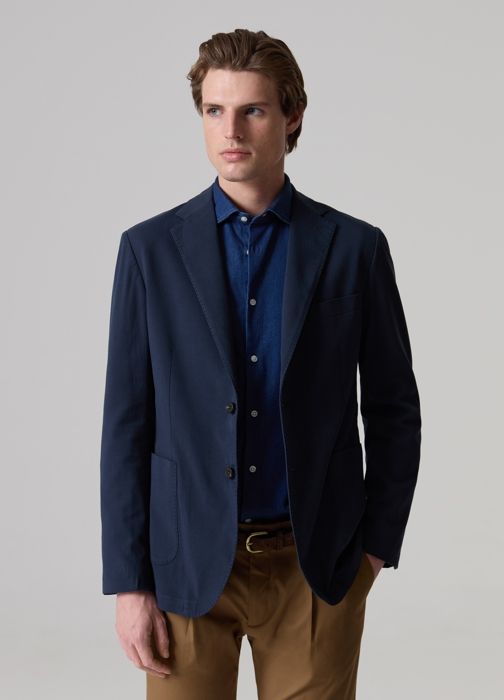 Blazer - PIOMBO - Slim-fit - Coton stretch - Lyocell - Bleu