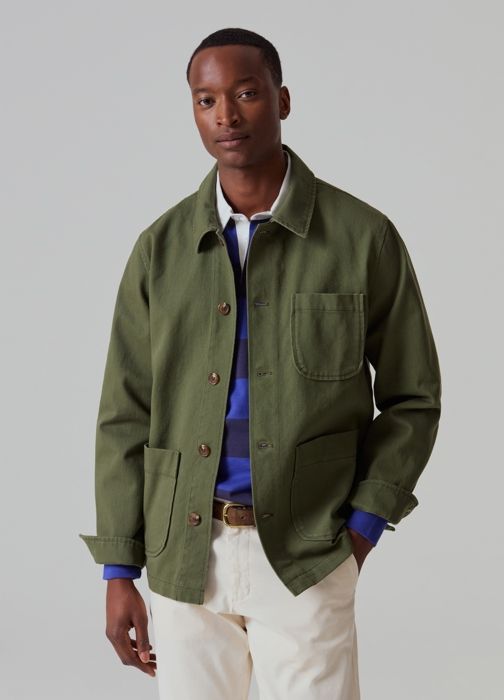 Veste en coton avec poches-Vert-M