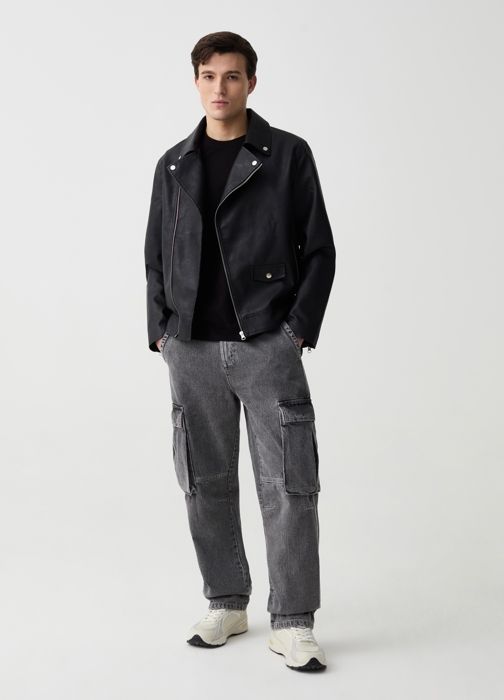 Jean cargo - Grand&Hills - Gris - 100% coton recyclé - Large - Poches multiples