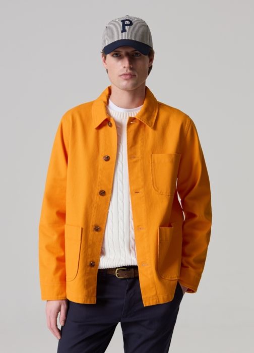 Veste en coton - PIOMBO - Orange - Poche plaquée - Manches avec boutons - Taille M