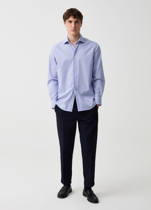 Pantalon Chino - Bleu Nuit - 56 - Coton Stretch - Poches Arrière - Ourlet Fixe