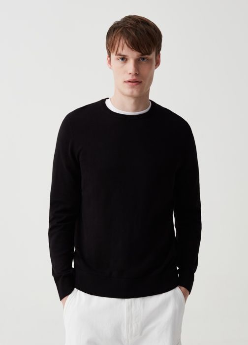 pull à col rond-Noir-S