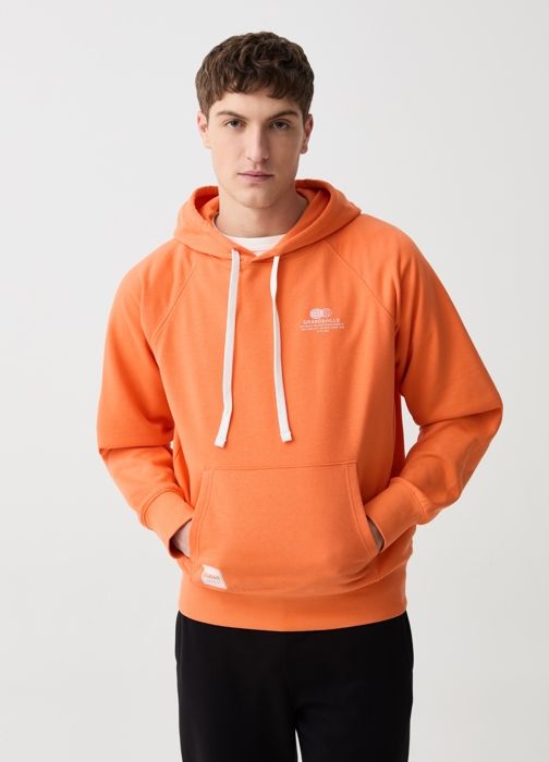 Sweatshirt oversize avec capuche et poche-Orange-XXL