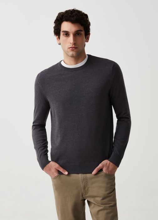 Pull - Non spécifié - Gris Foncé - Col rond - 50% Coton - Taille XXL