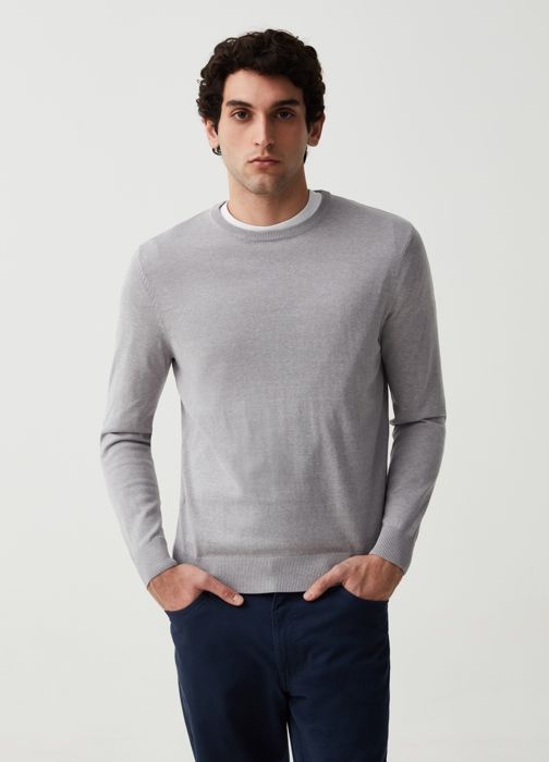 pull à col rond-Gris-XL