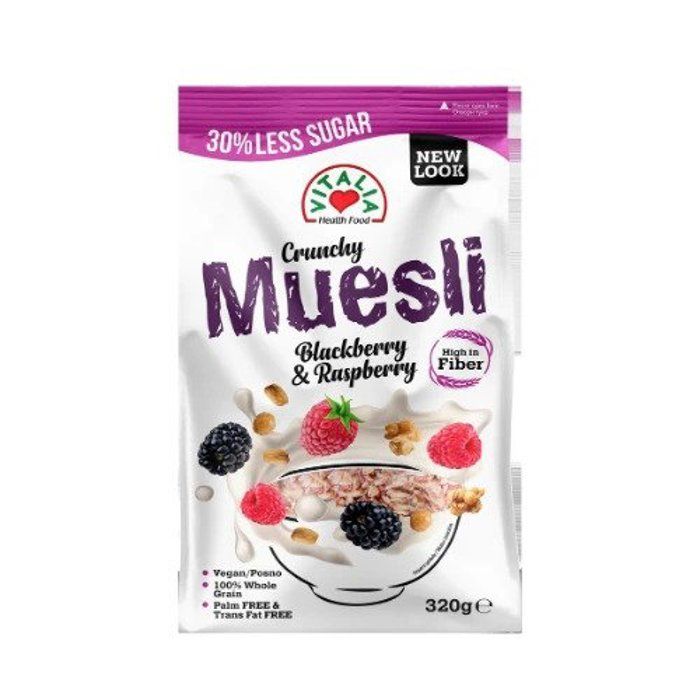 Crunchy Muesli Mûres et Framboises Allégé en Sucre 320g