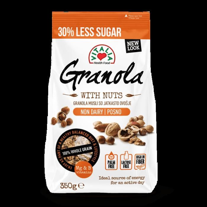 Granola Muesli aux Noisettes, Amandes et Noix, Allégé en Sucre 350g