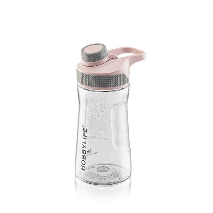 Bouteille d'eau sport gourde en plastique sans BPA 530ml avec fermeture hermétique et filtre intégré - Rose bouteille transparente