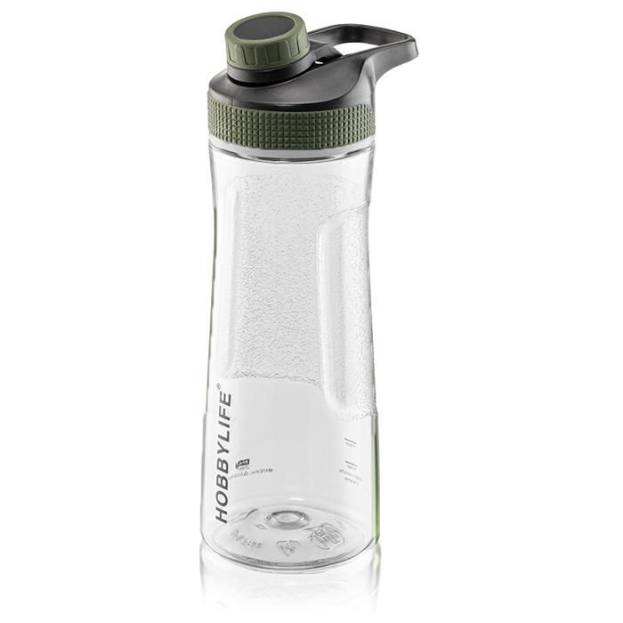 Bouteille d'eau sport gourde en plastique sans BPA 730ml avec fermeture hermétique et filtre intégré - Vert bouteille transparente