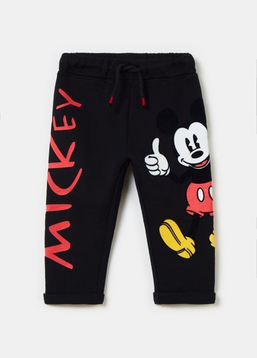 Joggers - Mickey Mouse - Enfant - 100% Coton - Imprimé Baseball - Cordon de Serrage