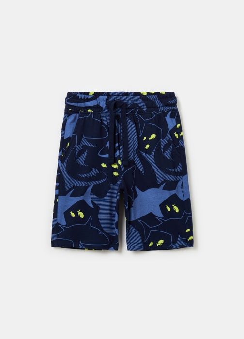 Bermuda joggers - Non spécifié - Imprimé requins - 100% coton - Poches obliques - Coupe loose