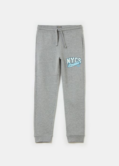 Joggers - Non spécifié - Imprimé lettres - 100% coton - Poches verticales - Chevilles côtelées