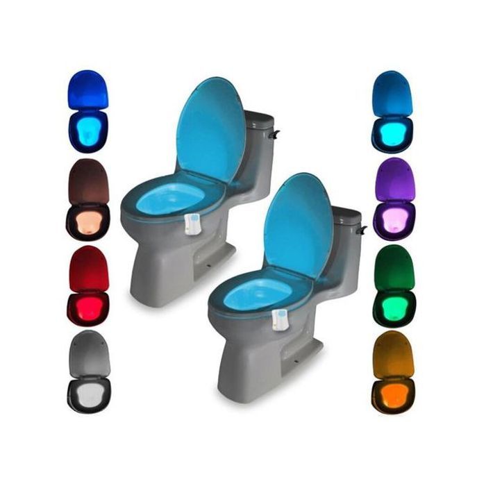 Sunnest Motion Activated Toilet Night Light LED Bowl Light Motion Sensor Seat Light 8 Color Changing Fit Any Toilet