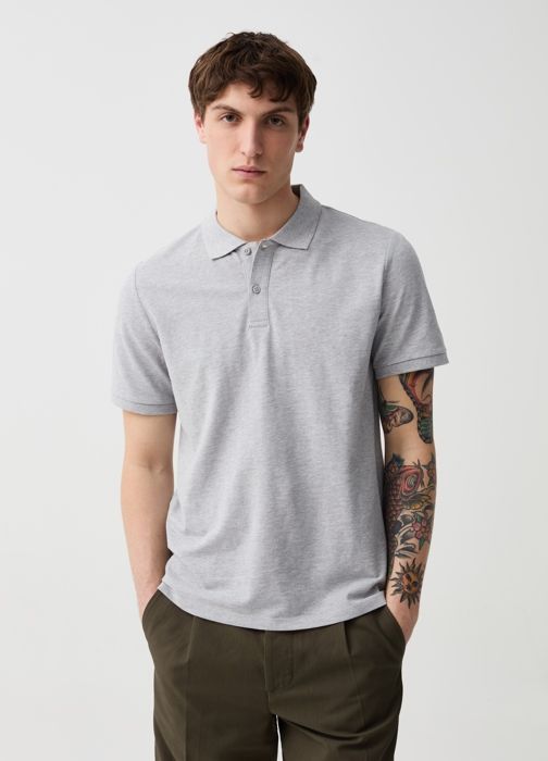 Polo - Non spécifié - Gris - 100% coton - Manches courtes - Coupe regular