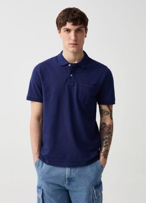 Polo - Non spécifié - Uni - Poche plaquée - Manches courtes - Coton stretch