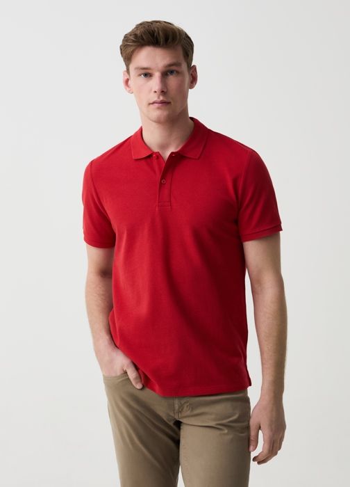 Polo - Non spécifié - Rouge - 100% coton - Manches courtes - Coupe regular