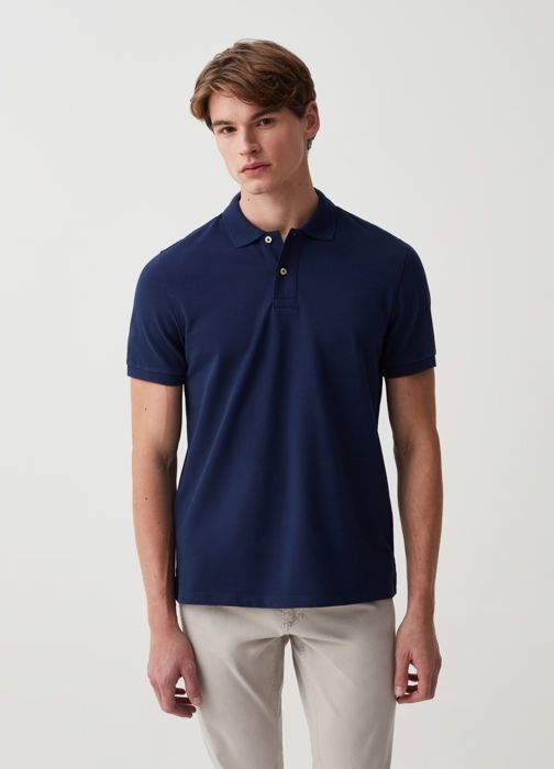 Polo - Non spécifié - Bleu Nuit - 100% coton biologique - Manches courtes - Coupe regular