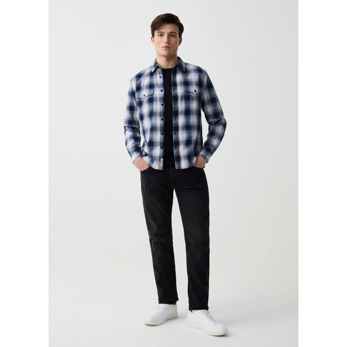 Jeans slim - Grand&Hills - Noir - Coton recyclé - Abrasions - 5 poches
