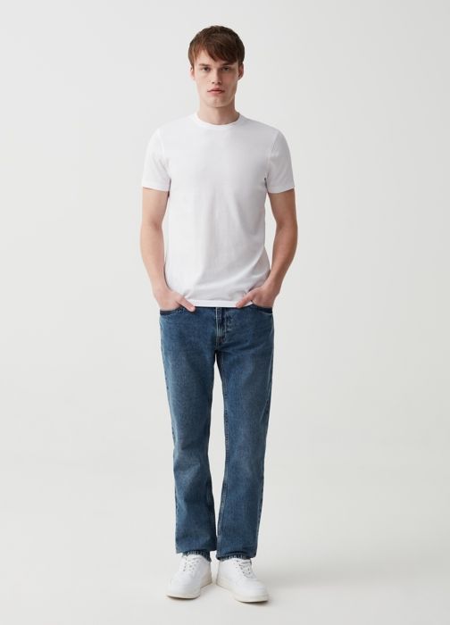 Jeans - Non spécifié - Coupe Droite - 100% Coton Recyclé - Délavé - Cinq Poches
