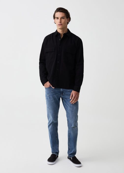 Jeans slim - Grand&Hills - Coton recyclé - Abrasions - Décoloration - 5 poches
