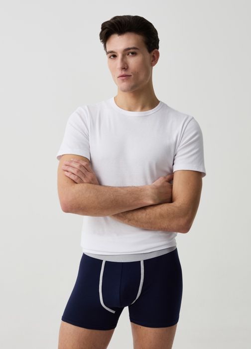 Boxers - Noname - Lot de 3 - Coton biologique - Taille élastique - Finitions rayées