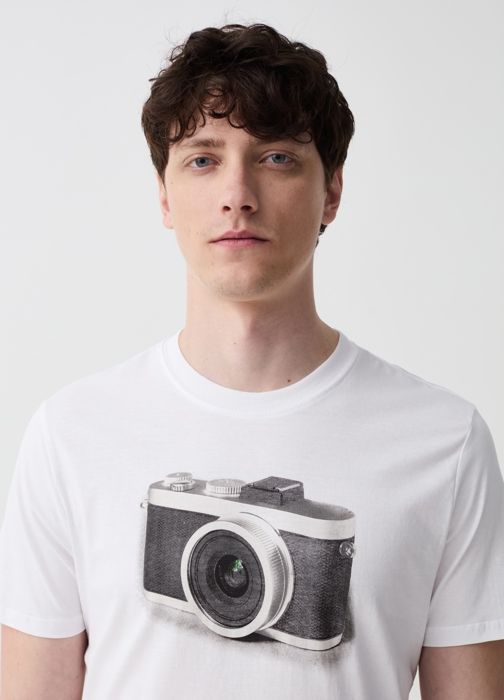 T-shirt - Non spécifié - Appareil photo - 100% coton - Col rond - Manches courtes