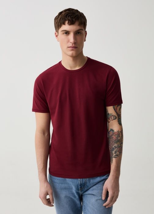 T-shirt slim fit en coton biologique extensible