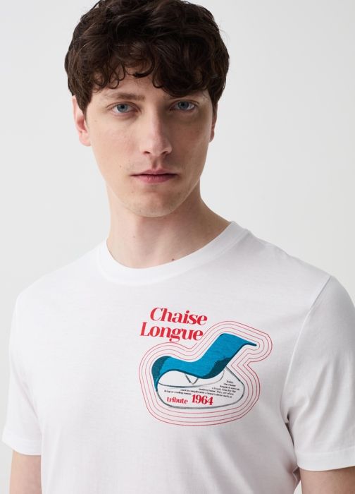 T-shirt - Chaise Longue - Blanc - 100% Coton - Manches Courtes - Regular