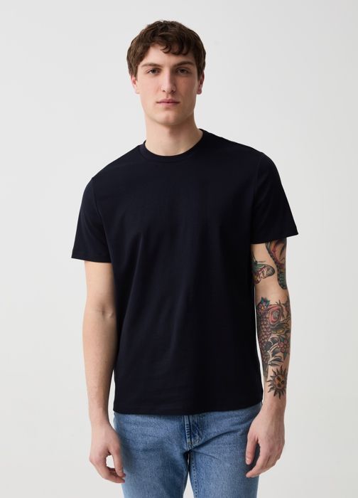 T-shirt - Premium - Bleu nuit - 100% coton - Coupe régulière - Manches courtes