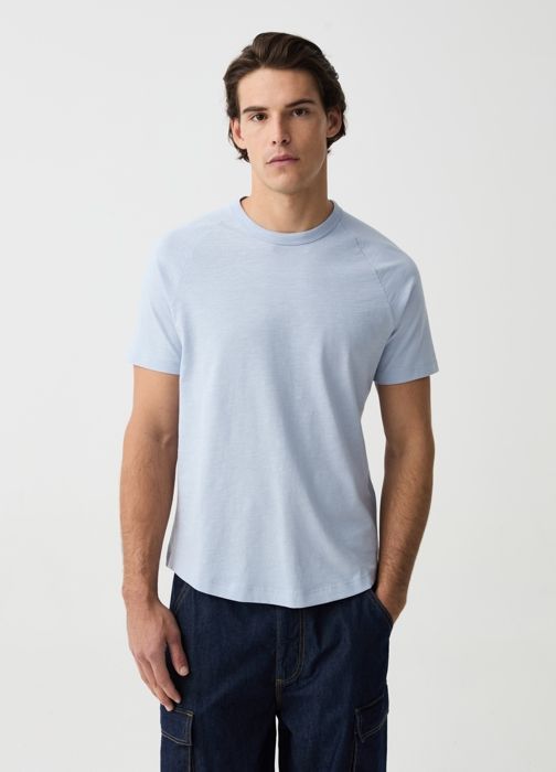 T-shirt - Non spécifié - En jersey slub - Col rond - Manches courtes - 100% coton biologique