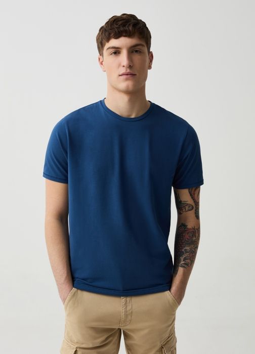 T-shirt slim fit en coton biologique extensible