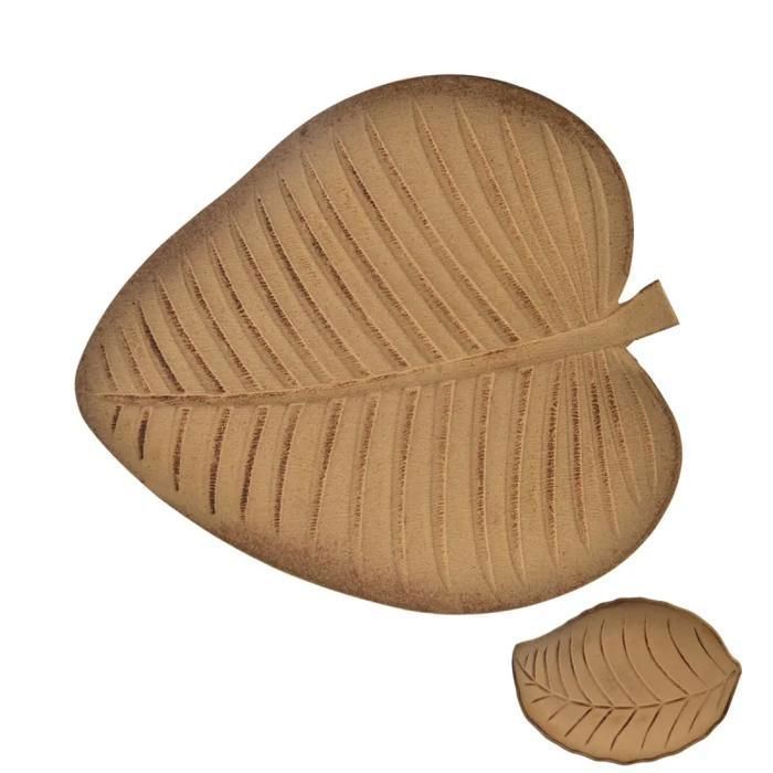 plateau en bois en forme de feuille 22/28 cm