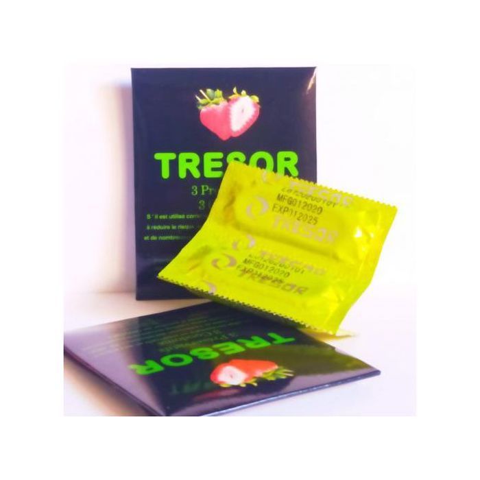 Tresor préservatif en pointillé de qualité - 3 préservatifs FRAIS