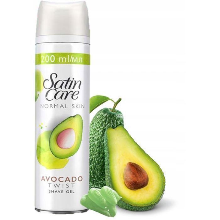 Gillette Venus Gillette Satin Care Avocado, Gel à Raser Femme, Formule Peaux Sensibles Avocat Twist, 200ml