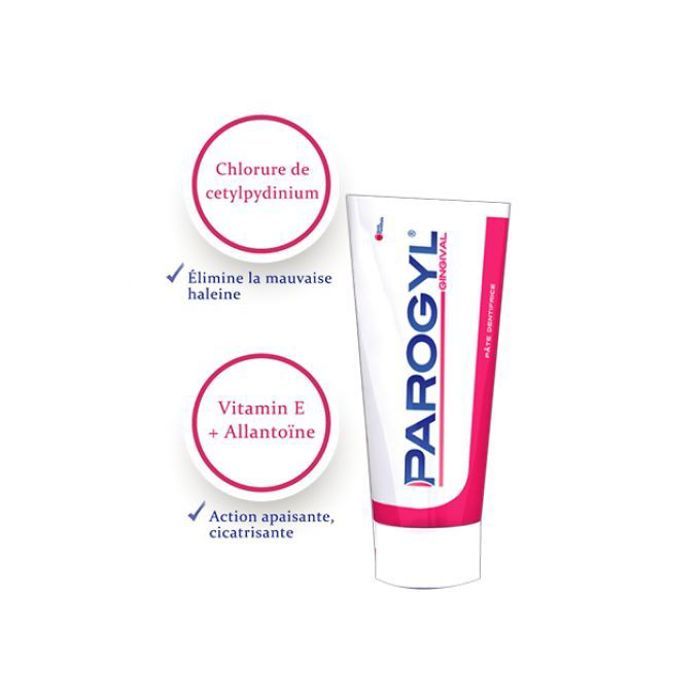 Dentifrice - PAROGYL - Gingival Action Apaisante - 75 ml - Sans ammoniaque - Pour adultes