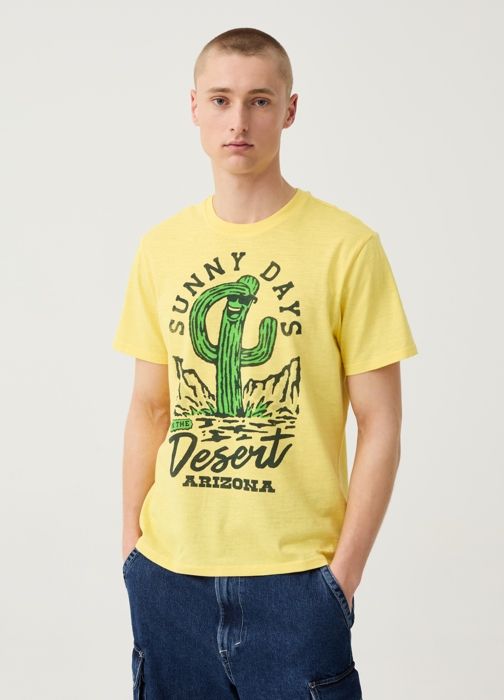 T-shirt - Désert de l'Arizona - Jaune - 100% coton - Manches courtes - Col arrondi