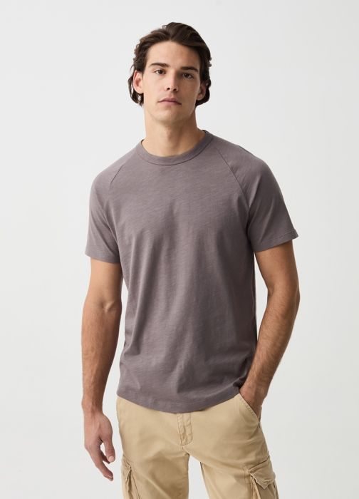 T-shirt en jersey flammé à col rond